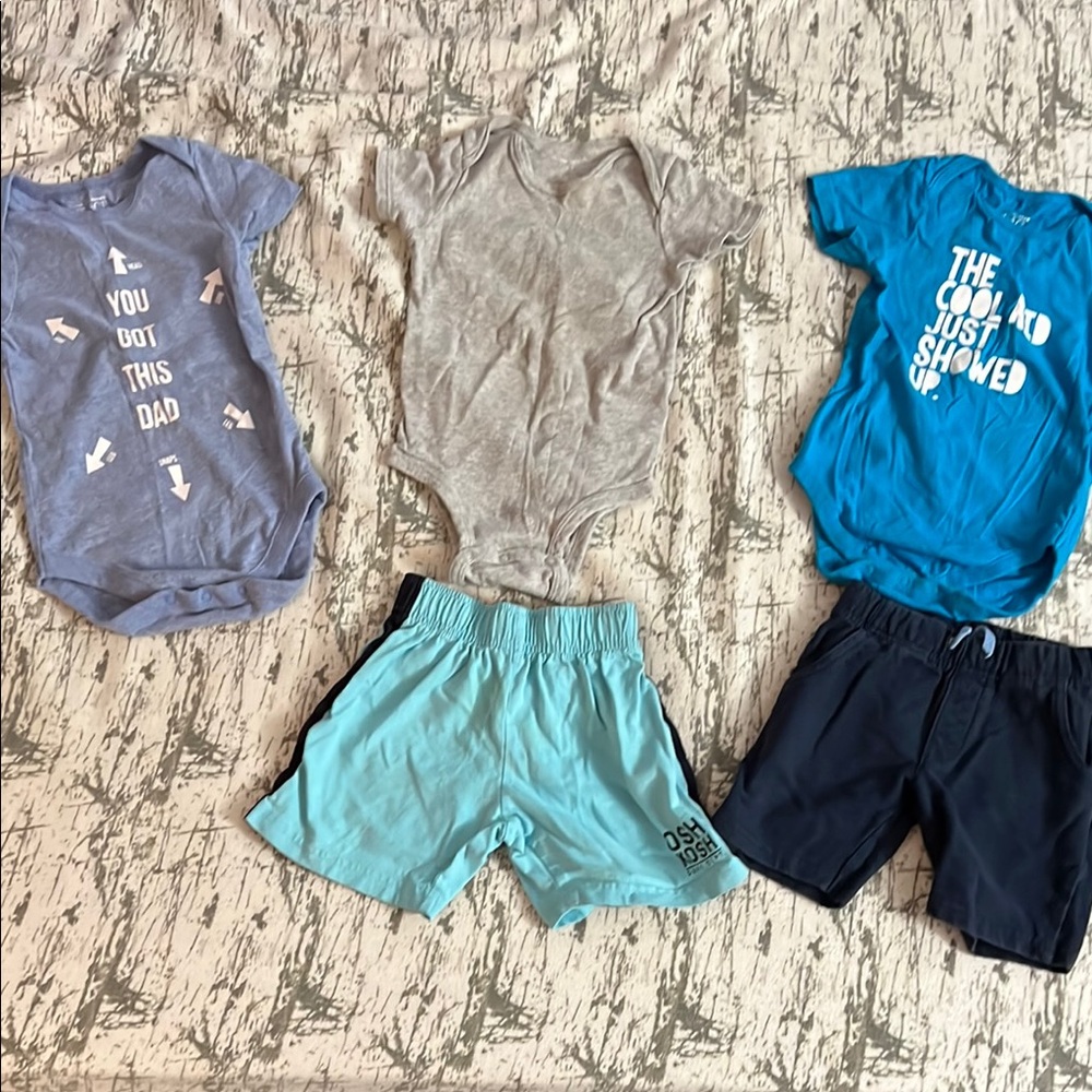 Baby Boy Onesie and Shorts Set - Blue and Gray